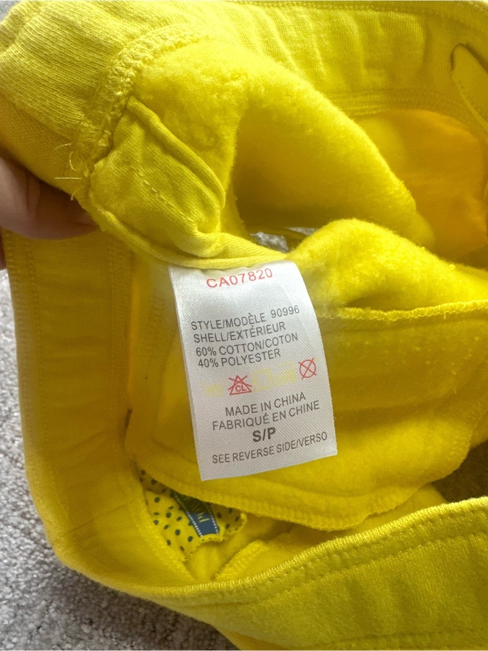 Powder Room Bright Yellow Drawstring Shorts Small Fleece Lined Cotton Blend Y2K - Picture 10 of 11
